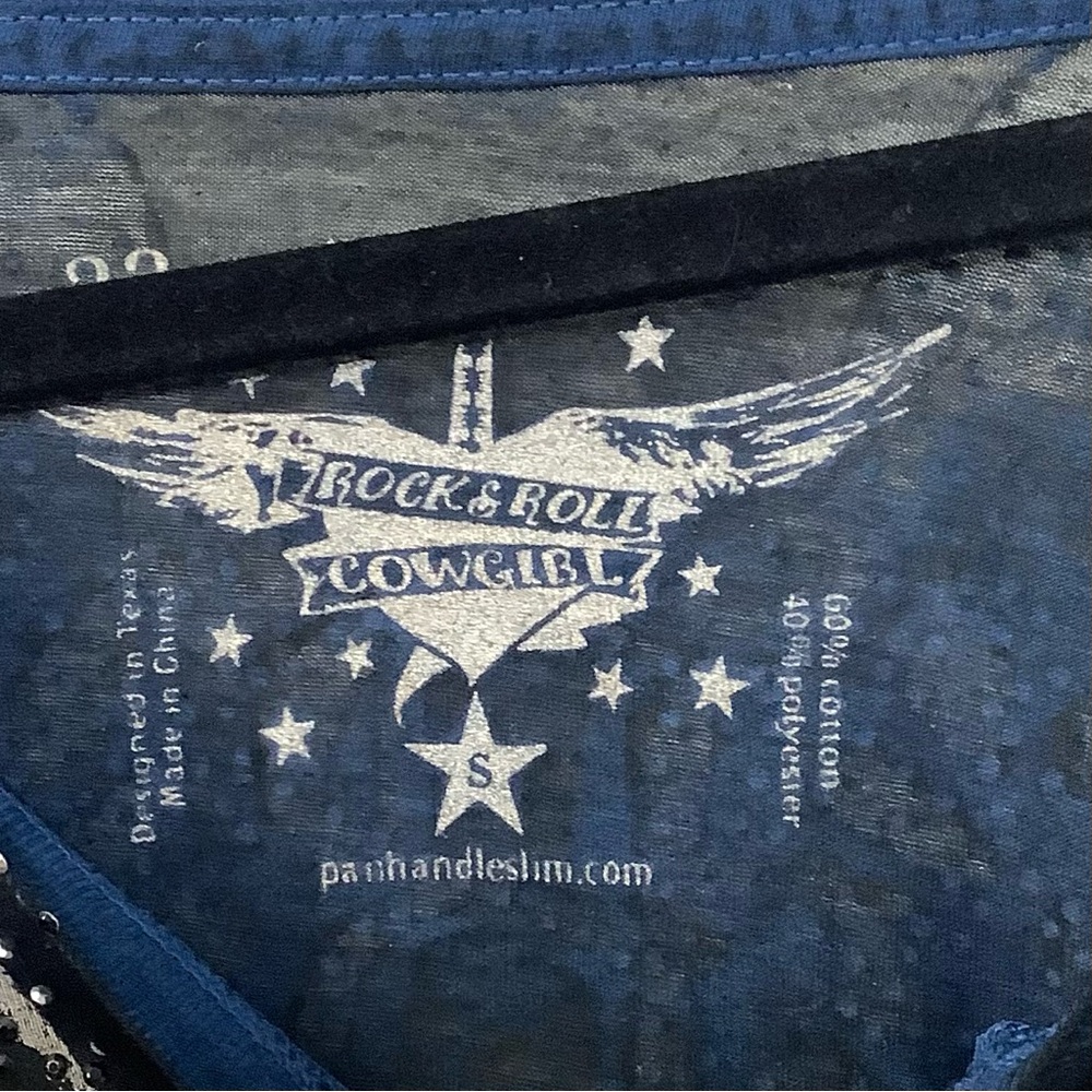Vintage Y2K Rhinestone Angel Wing Pistol McBling Grunge Emo Scene Long Sleeve S - Picture 5 of 6